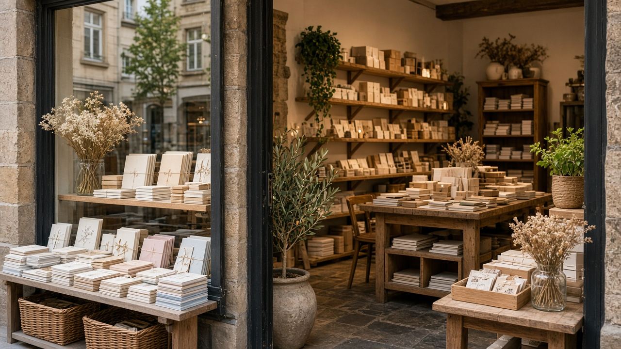 Stationery / paper goods / gift shop full-bleed at Studio Genereclis